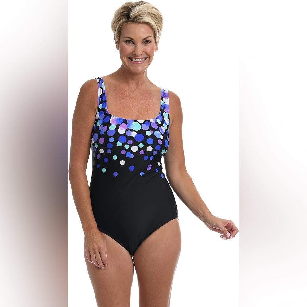 MAXINE OF HOLLYWOOD modest Square Neck One Piece minimizer size 12 Swimsuit NWT